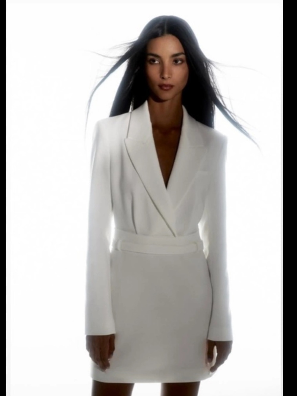Zara White Women's Tailored Belted Blazer Dress